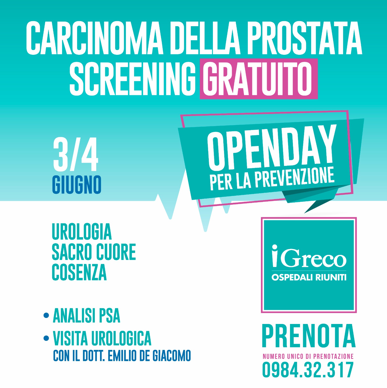 Carcinoma della prostrata, screening gratuito per la prevenzione a Cosenza 54 Screening-Carcinoma-Prostata_iGreco-Ospedali-Riuniti