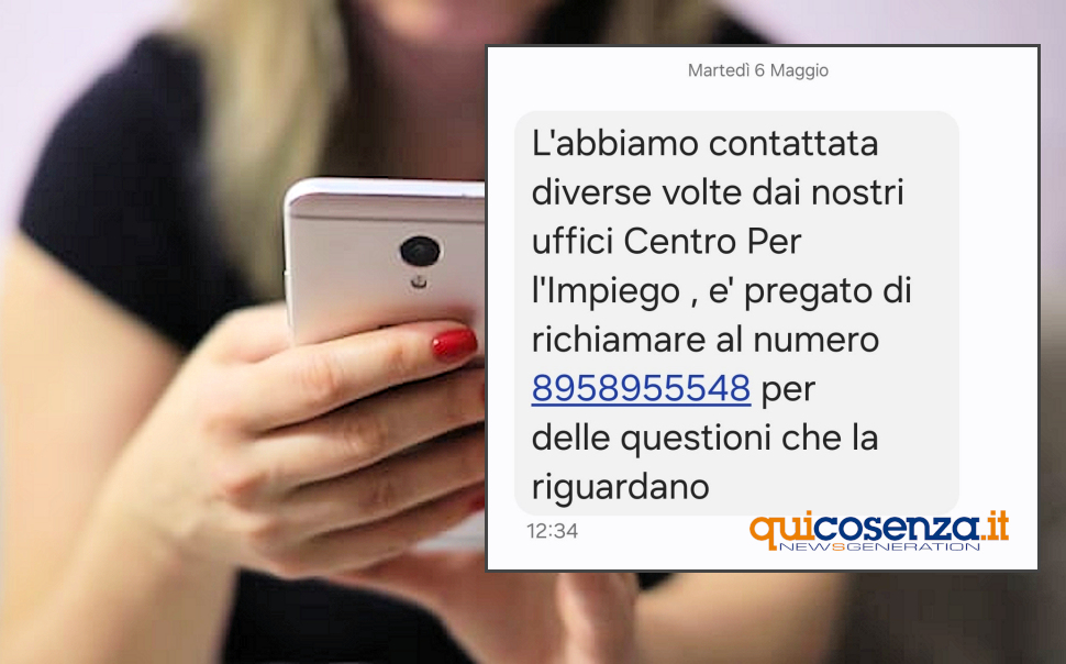 Cosenza, diverse allerte sulla truffa dei finti messaggi dal Centro per l'impiego: massima attenzione! 60 Truffa Centro per l'impiego sms