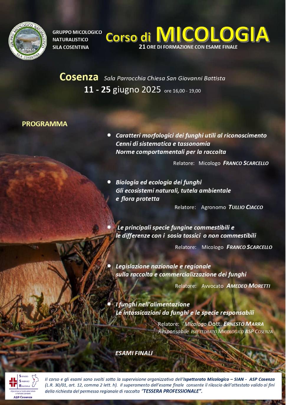 Raccogliere i funghi, a Cosenza un Corso di Micologia: prevenzione, formazione e tutela del territorio 58 Locandina corso funghi