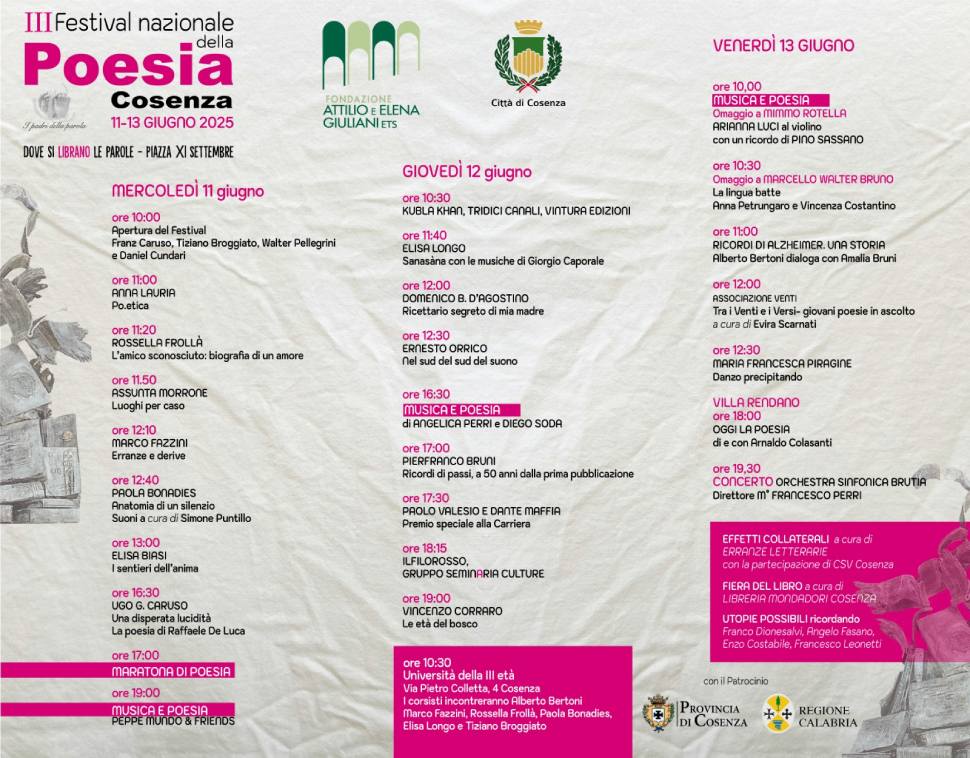 Il Festival della Poesia di Cosenza: le strade diventano versi e le parole invadono la città 54 festival della poesia 2025 cosenza