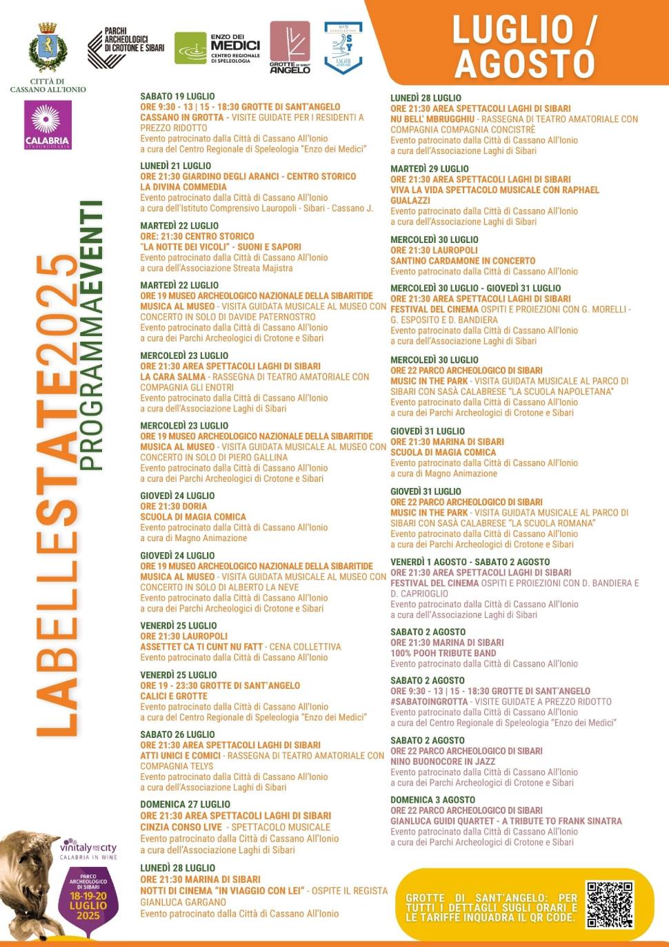 "Labellaestate 2025": tre mesi tra cultura, natura e spettacolo tra Cassano e Sibari - Tutti gli eventi 58 1 La Bella Estate 2025 Cassano Sibari eventi