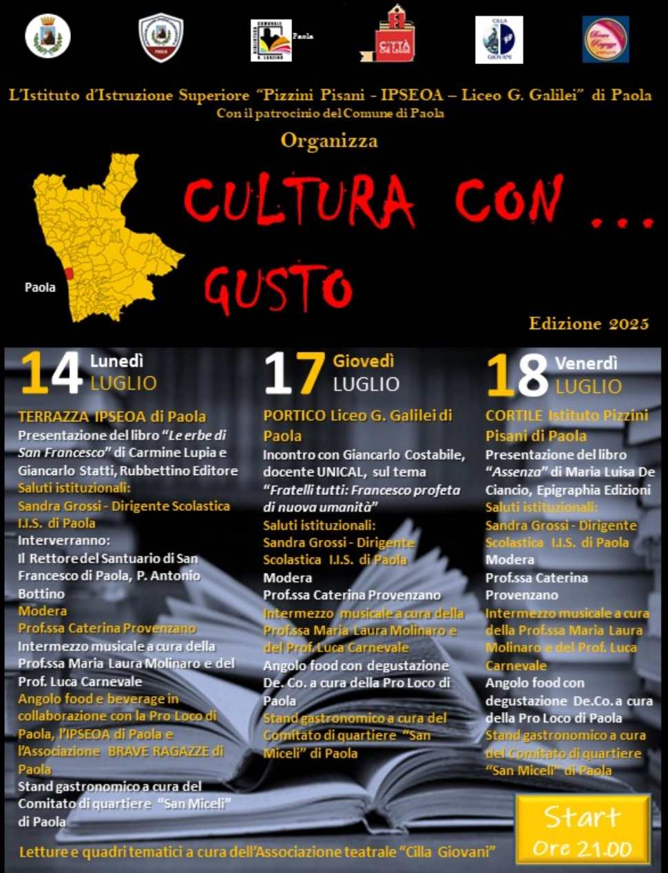 A Paola arriva “Cultura con…gusto”, tre serate tra attualità, musica dal vivo e sapori locali 54 Cultura con gusto
