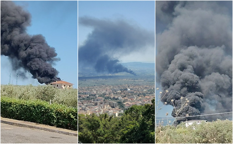 Enorme incendio in un capannone di rifiuti di Ecologia Oggi. L'invito a tenere le finestre chiuse 54 Incendio Ecologia oggi Lamezia terme