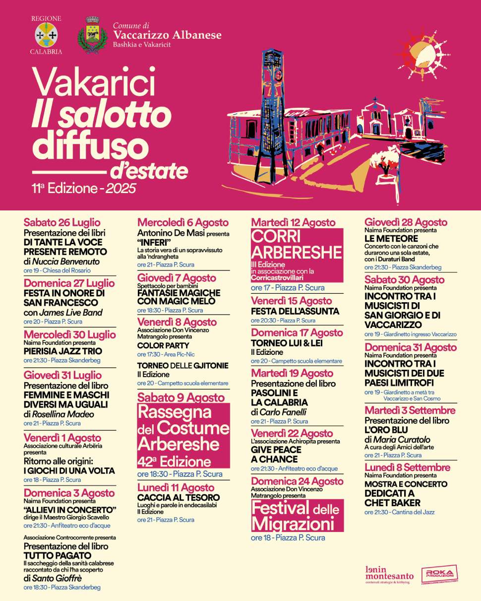 Vakarici: 11^ edizione del Salotto Diffuso d’Estate, tra gli eventi la rassegna del Costume Arbëresh 54 VAKARICI ILSALOTTO DIFFUSO DESTATE 2025