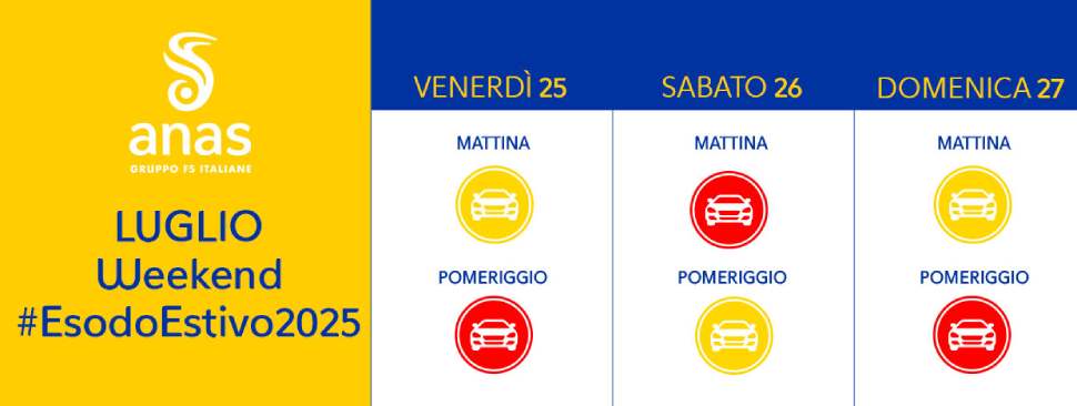 calendario bollini weekend 25 luglio