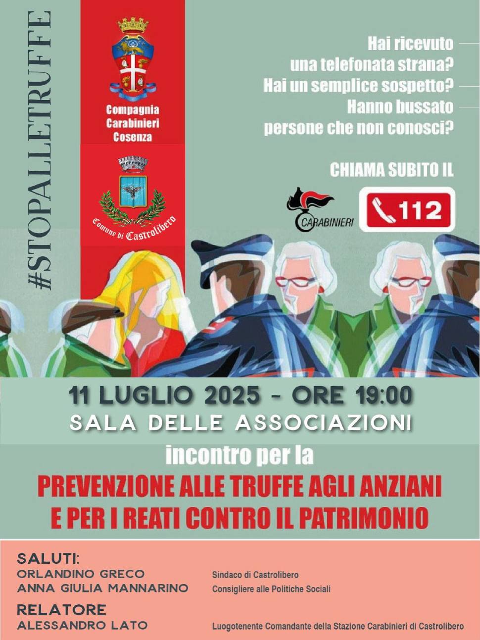 Castrolibero dice "stop alle truffe", incontro rivolto agli anziani per prevenire i raggiri 54 truffe incontro anziani castrolibero