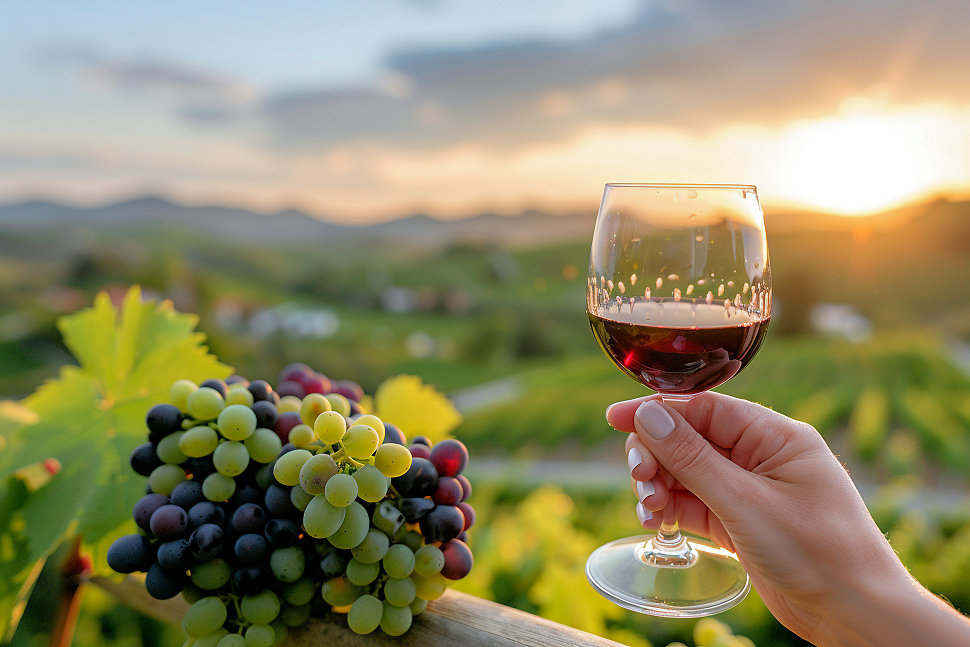 Uva vino vigneto bicchiere vino