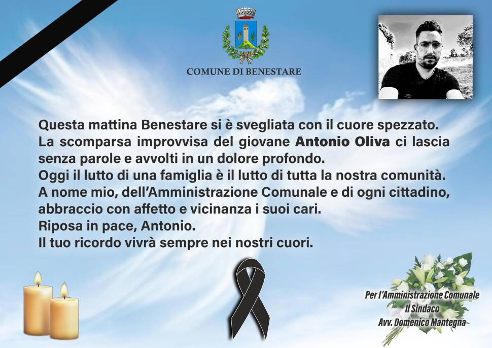 benestare cordoglio antonio oliva