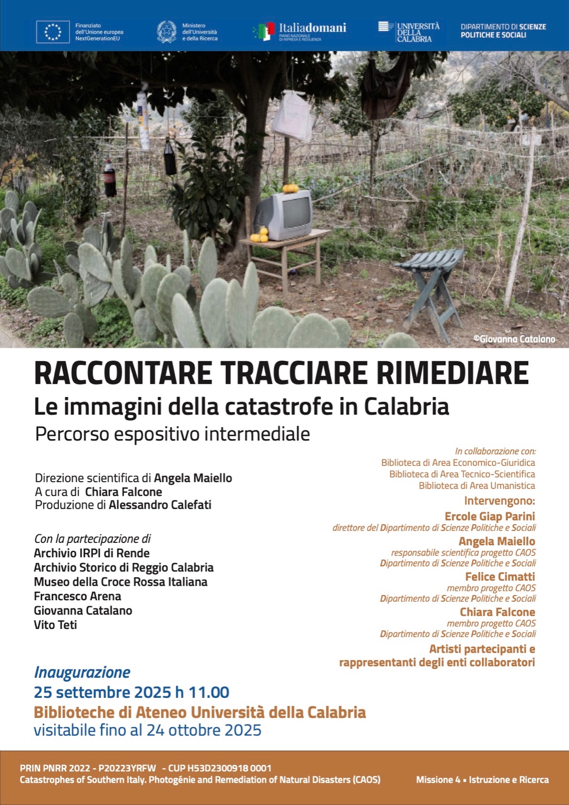 "Raccontare. Tracciare. Rimediare. Le immagini della catastrofe in Calabria": una mostra all'Unical 54 Locandina Raccontare Tracciare Rimediare