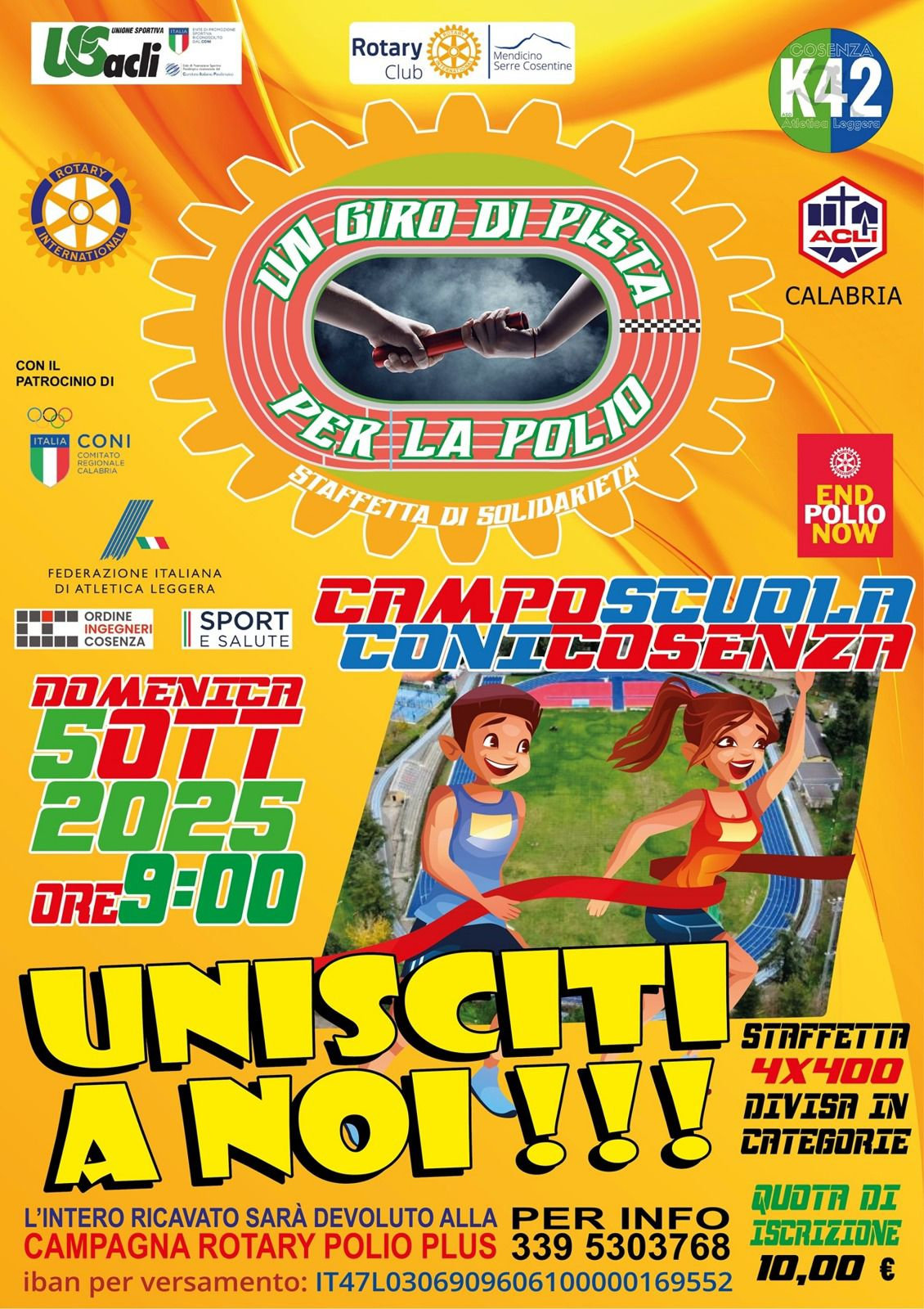 “Un giro di pista per la Polio”, l'evento di solidarietà del Rotary Foundation al Campo scuola di Cosenza 57 Un giro di pista per la polio2