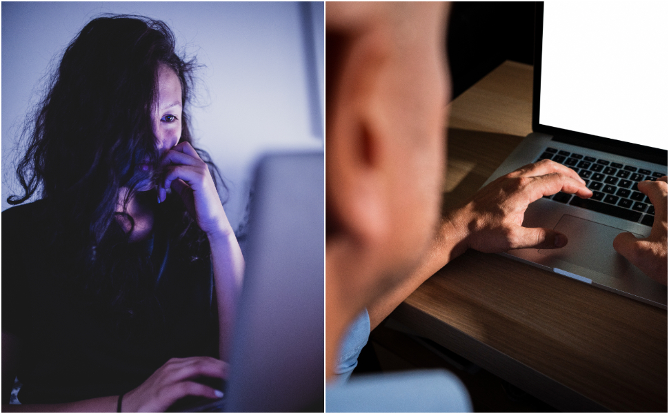 Uomo e donna computer chat