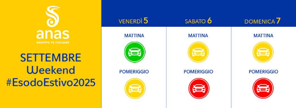 caledario weekend 5 settembre