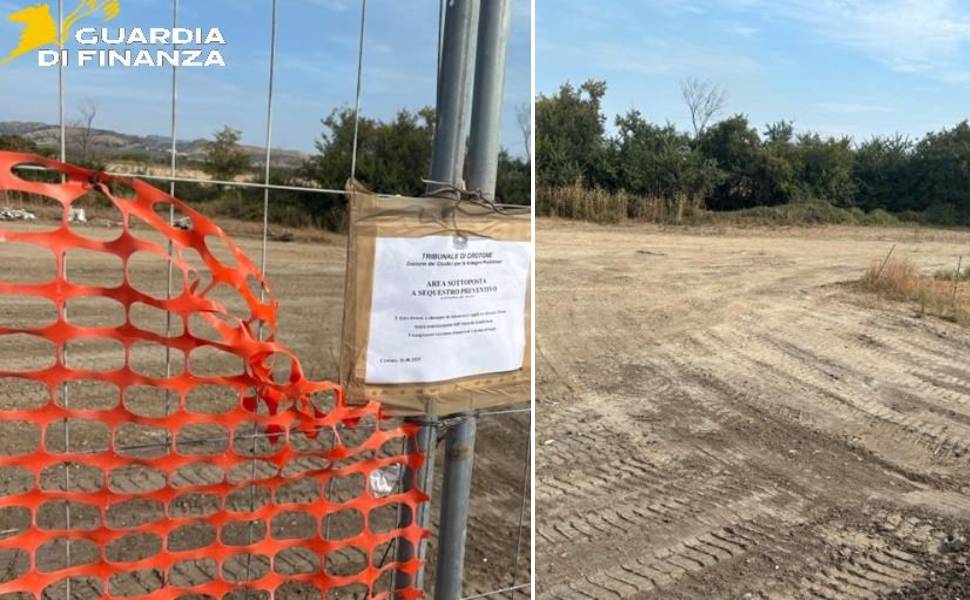 Terreno privato adibito a sito di stoccaggio per rifiuti edili, dopo il sequestro è stato bonificato 54 discarica crotone bonificata localita cantorato 02