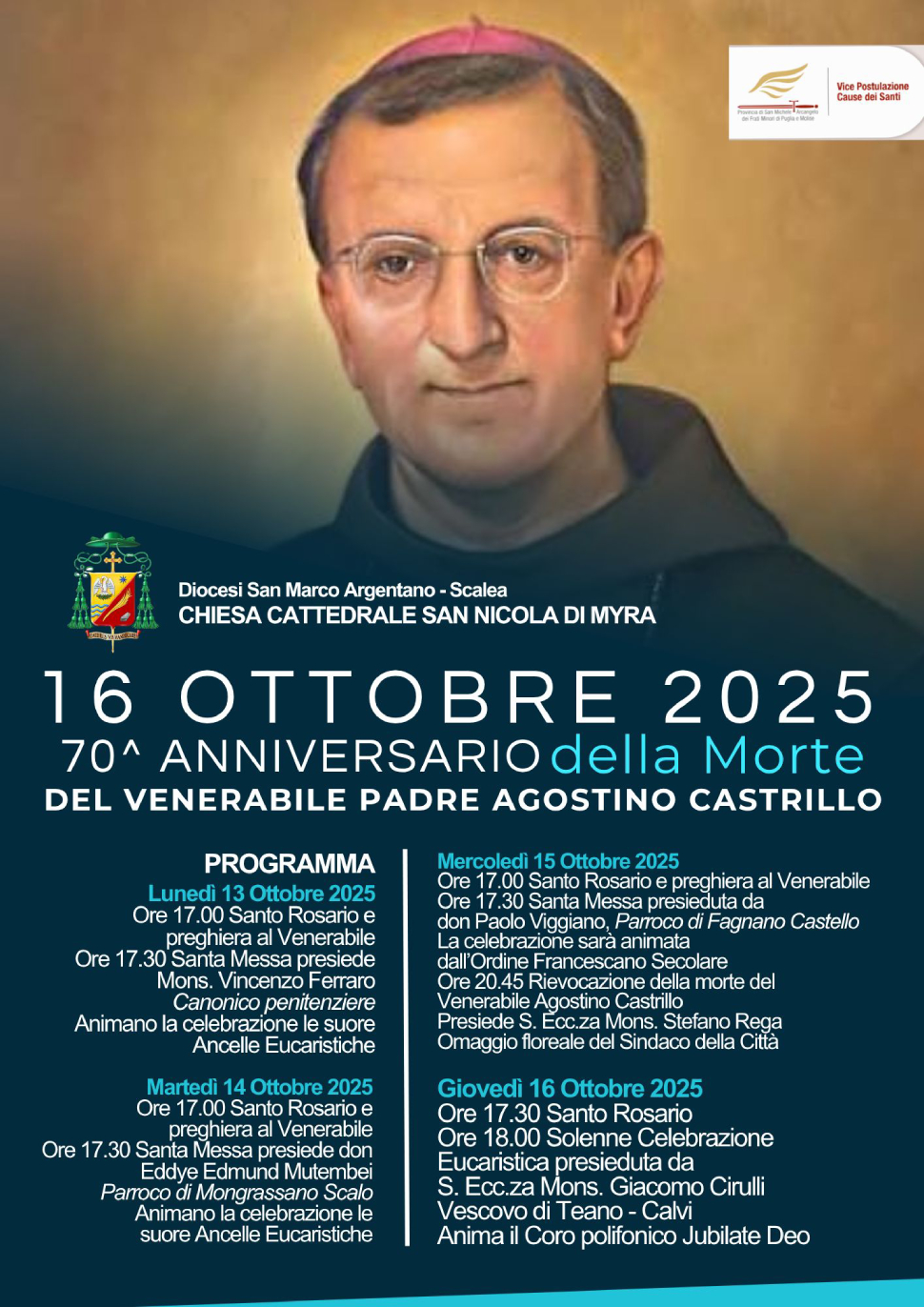 San Marco Argentano ricorda il Venerabile Agostino Castrillo, nel 70° anniversario della morte 52 Locandina monsignor Agostino Ernesto Castrillo
