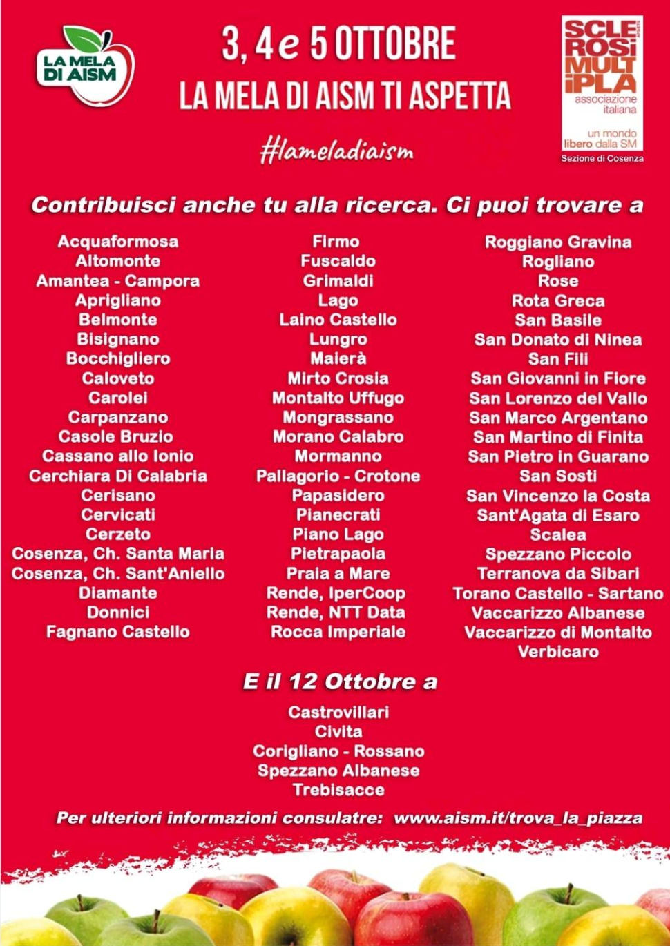 Sclerosi multipla: le mele dell'AISM nelle piazze della Provincia di Cosenza 54 Mela Aism - piazze provincia di cosenza