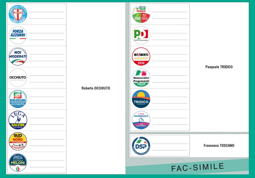 Elezioni regionali Calabria 2025, urne aperte | Come si vota, liste e preferenze 58 Scheda elettorale Elezioni regionali Calabria 2025