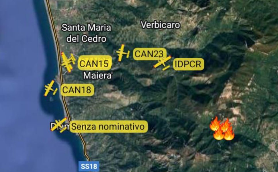 Incendio sui Monti dell'Orsomarso