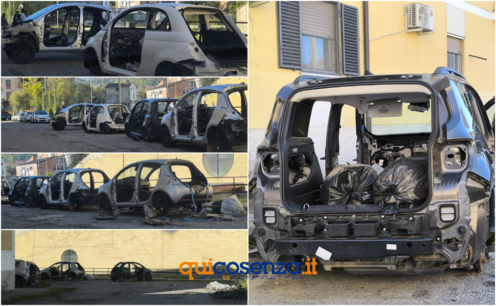 Cosenza, auto rubate e carcasse abbandonate, degrado e illegalità in Viale degli Stadi