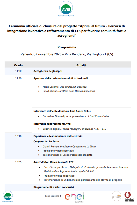 programma aprirsi al futuro