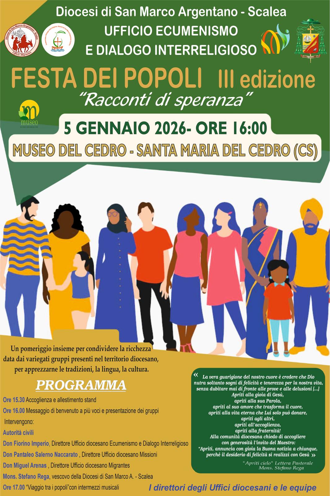 A Santa Maria del Cedro la 3^ edizione della "Festa dei Popoli", nel segno della speranza 52 Festa dei Popoli 2026 - Museo del Cedro