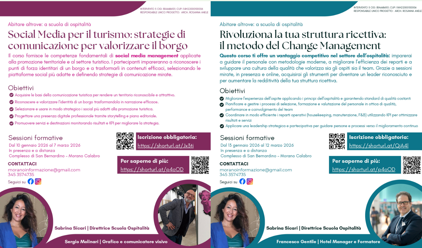 "Ri_AbitareMorano": due nuovi corsi gratuiti per valorizzare il borgo e le strutture ricettive 52 Morano corsi