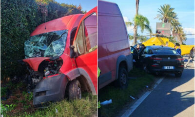 Scontro frontale Ducato BMW X 4 Statale 18 incidente