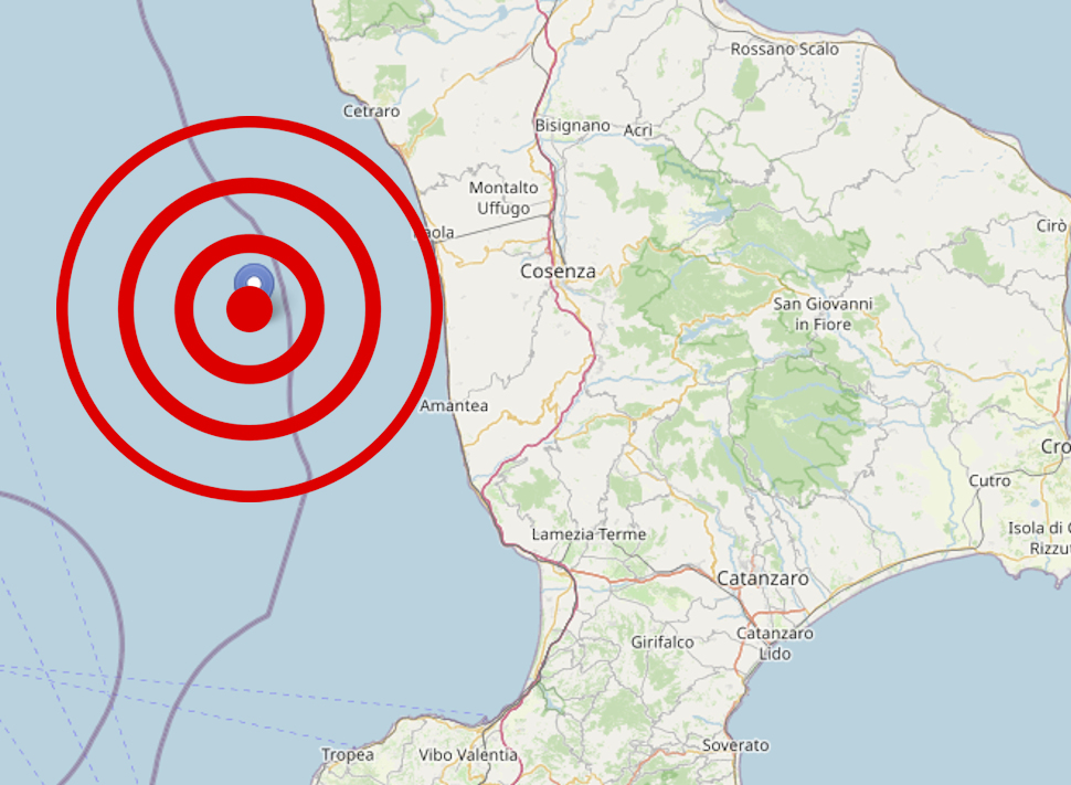Nuove scosse di terremoto in Calabria, la più forte di magnitudo 2.8. Epicentro a Cardeto 52 Terremoto Tirreno Cosentino