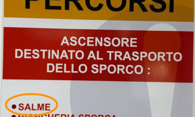 cartello ospedale lamezia 'salme' "rifiuti sporchi"