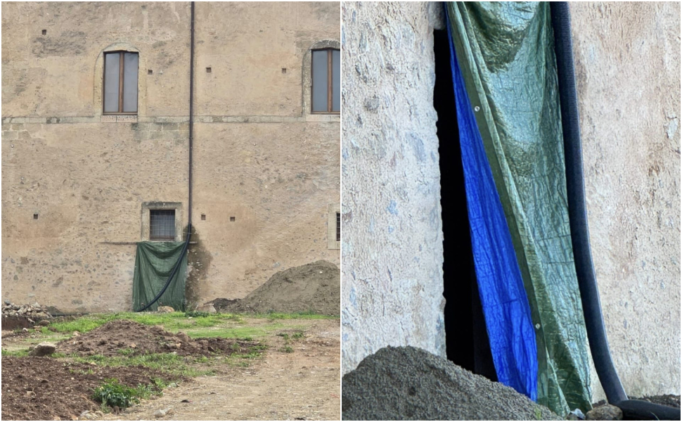 Castello di San Lorenzo del Vallo, bucate le mura secolari: “chi ha autorizzato questo intervento?” 95 mura castello san lorenzo del vallo 01