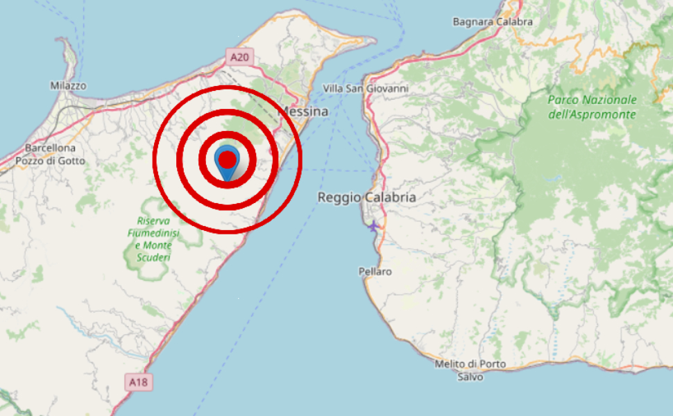terremoto tra messina e reggio