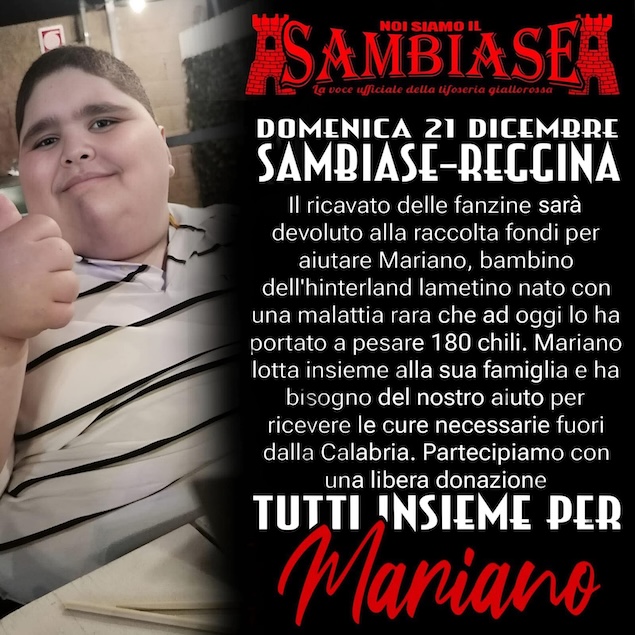 "Tutti insieme per Mariano", la tifoseria del Sambiase lancia una raccolta fondi 52 Mariano Sambiase raccolta fondi