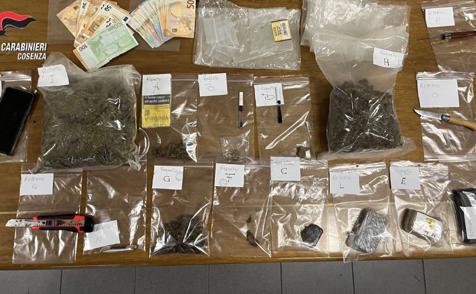 Blitz antidroga carabinieri cosenza un chilo hashish marijuana