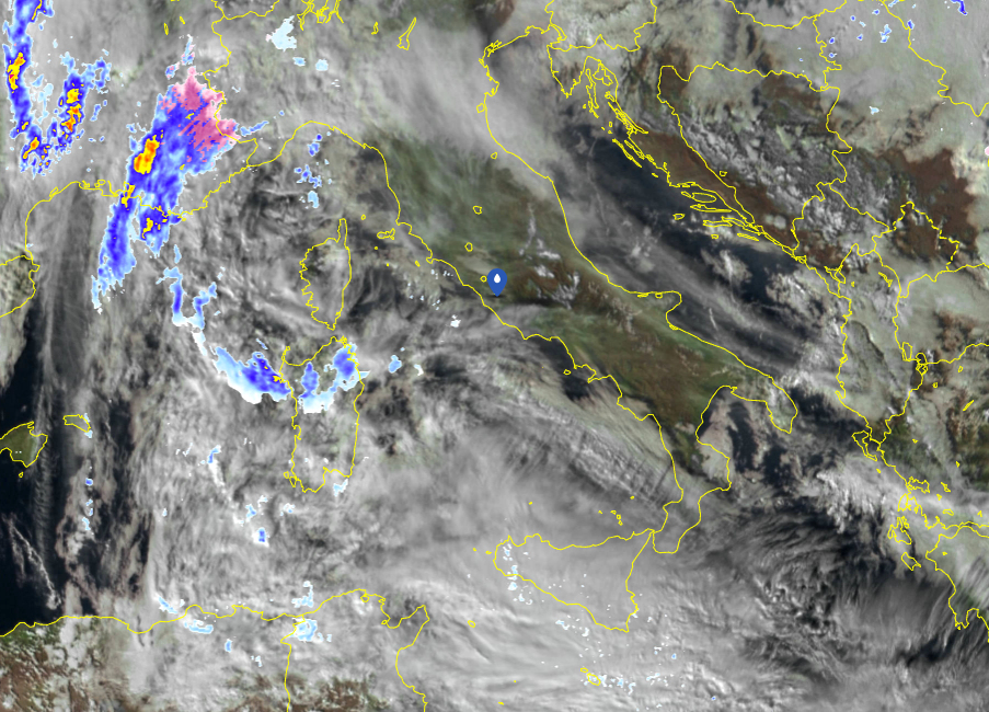 Italia Satellite meteo situazione. Ciclone MEditerraneo