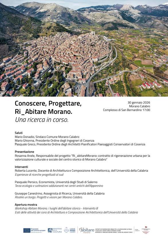 “Ri_Abitare Morano”: Comune e Unical insieme per la rigenerazione del borgo antico 52 Locandina Workshop Morano Calabro 02