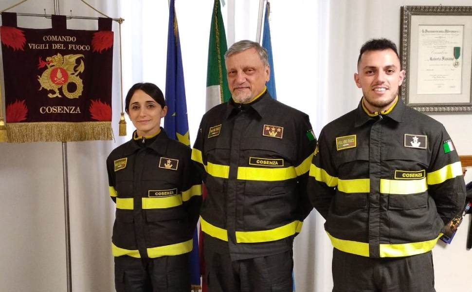 Vigili del fuoco cosenza funzionari marasco e greco e comandante Fasano