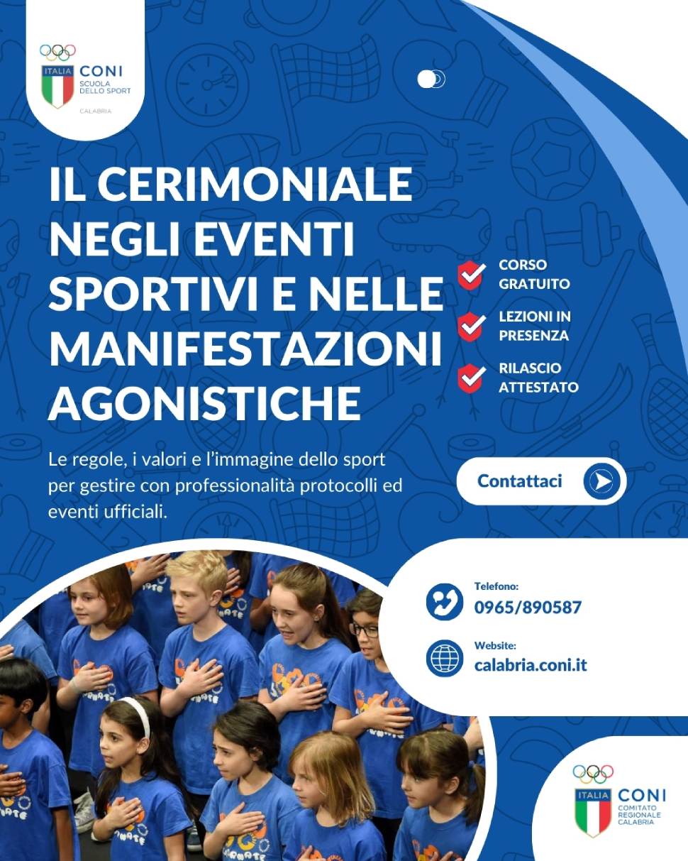 CONI Calabria, un corso di formazione sul cerimoniale negli eventi sportivi 52 Formazione Coni cerimoniale negli eventi sportivi e nelle manifestazioni agonistiche
