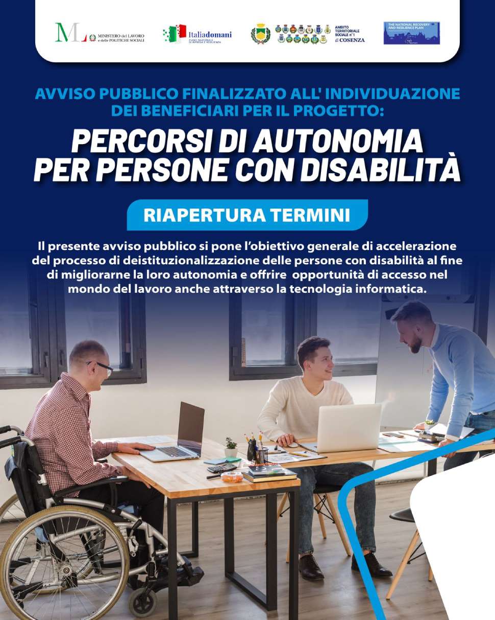 percorsi di autonomia per persone con disabilità Cosenza