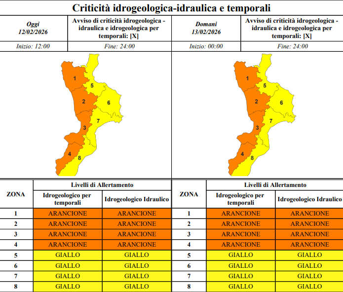 Maltempo, allerta arancione sul Tirreno anche domani. Venti tempestosi, nubifragi e mareggiate 52 Allerta arancione sul Tirreno