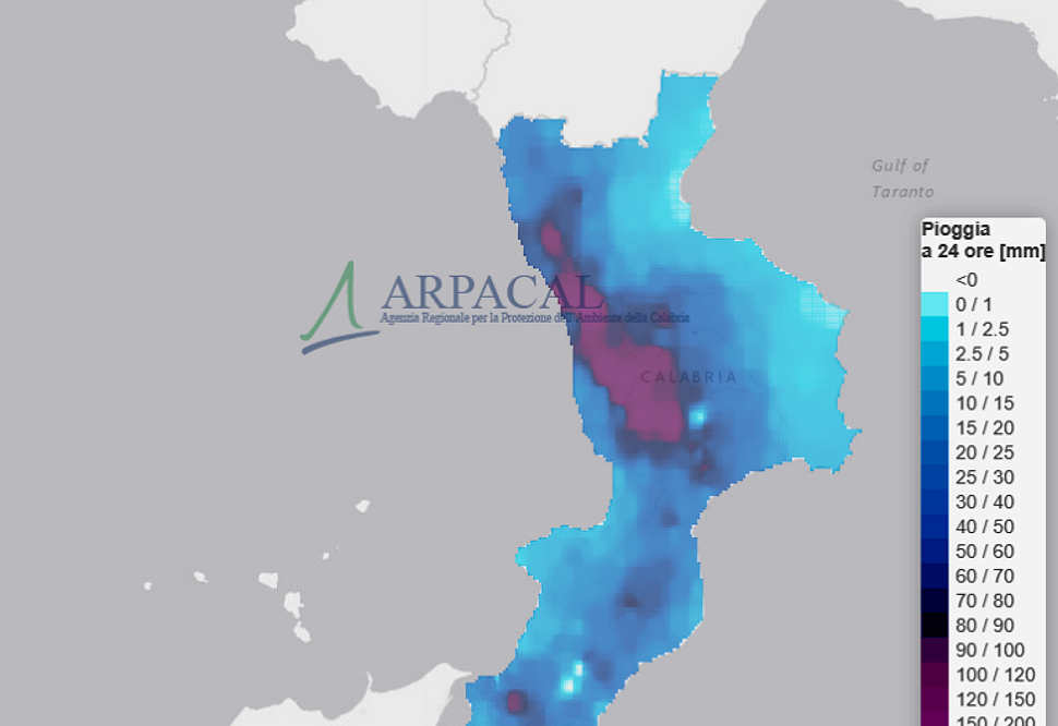 Arpacal dati pioggia