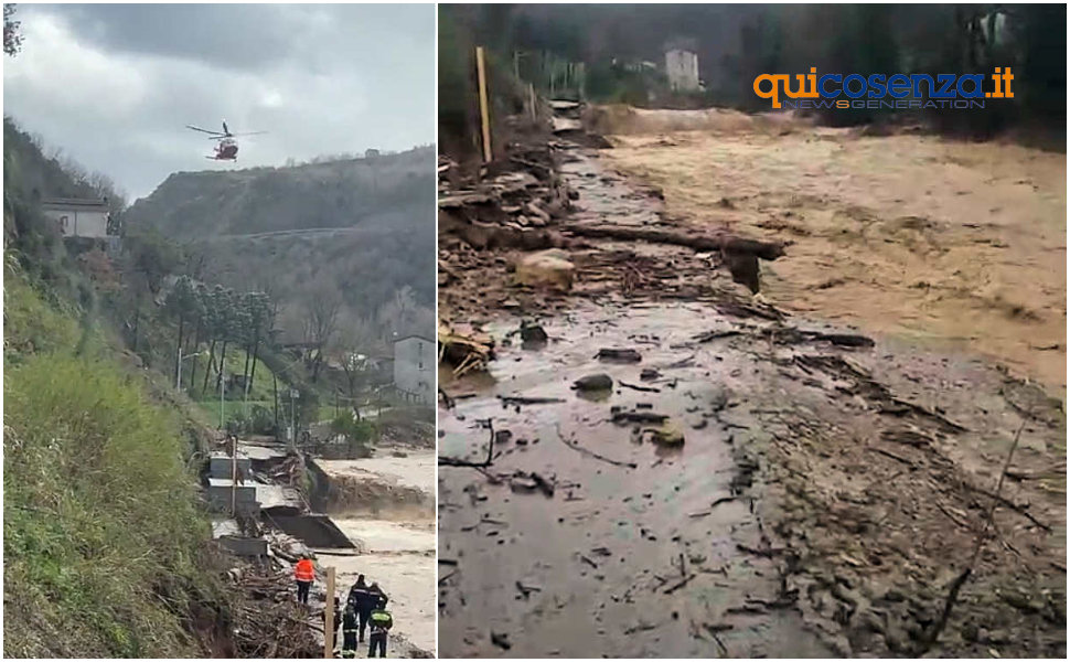 Maltempo a Cosenza, evacuate con un elicottero dei vigili del fuoco 4 famiglie rimaste isolate. Riunione in Prefettura 50 Torrente Jassa evacuate famiglie maltempo a Cosenza