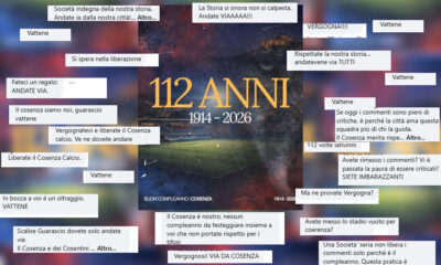 Cosenza Calcio post Facebook messaggi tifosi
