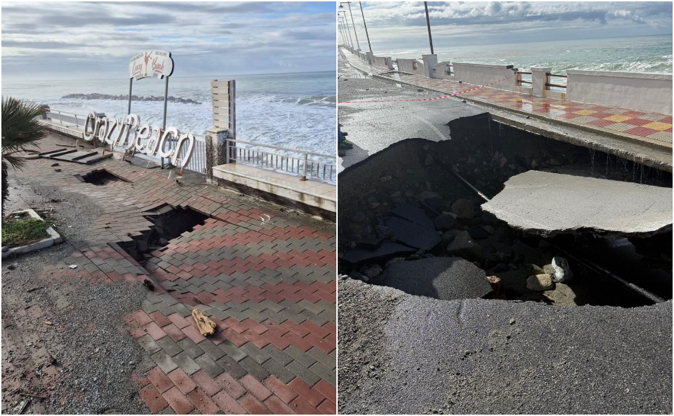 Maltempo Calabria spiagge cancellate erosione coste Tirreno Cosentino