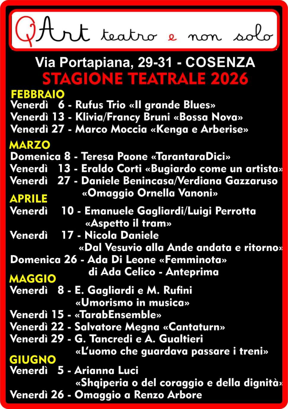 calendario Q Art centro storico