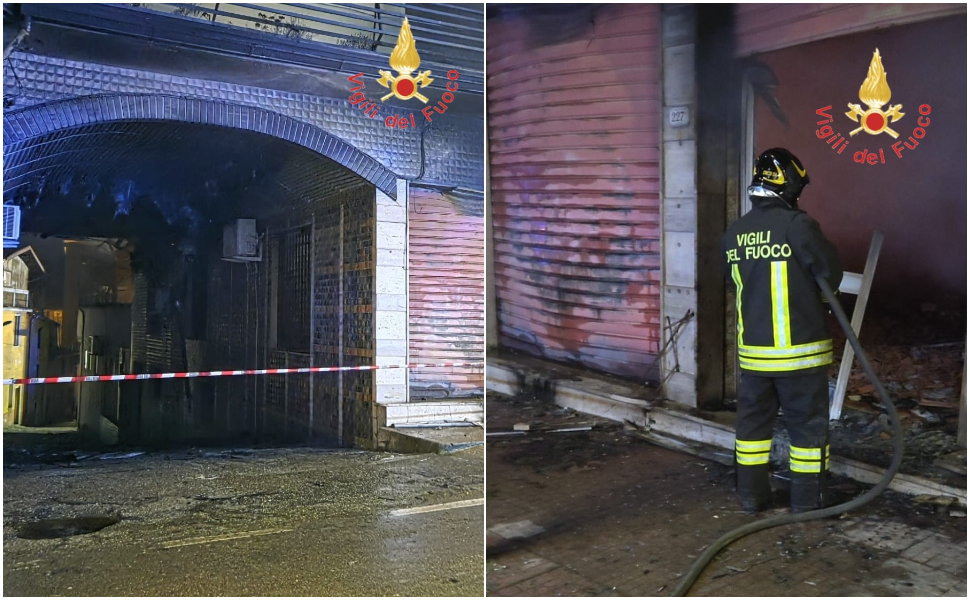 incendio soveria mannelli negozio distrutto