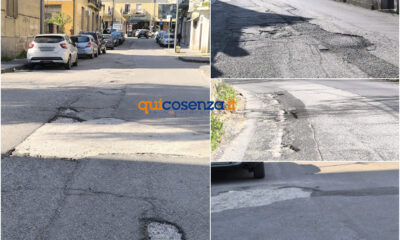 Cosenza, strade colabrodo dopo i lavori per fibra ottica. Automobilisti esasperati
