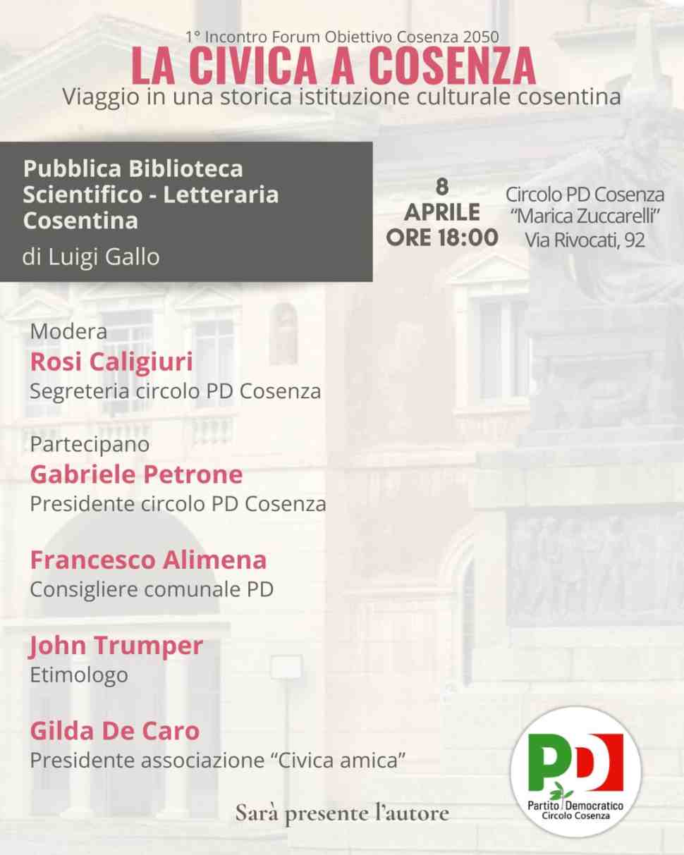 Cosenza, al via gli incontri tematici del PD: verso il Forum “Obiettivo 2050” 52 Cosenza incontri PD 2