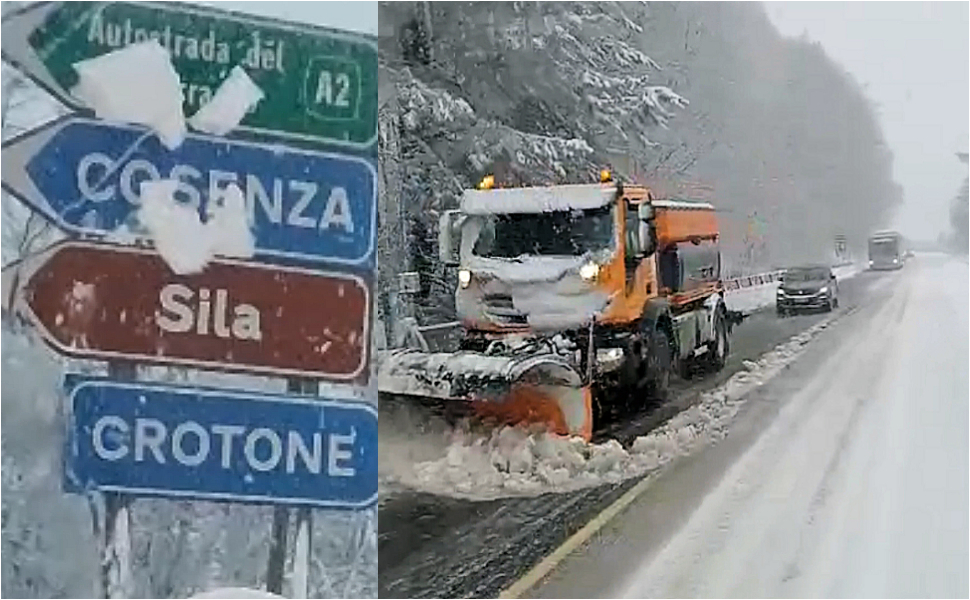Maltempo in Calabria neve A2 e Statali