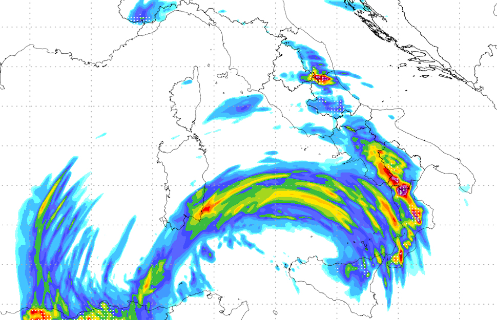 Domani giornata critica: allerta arancione su tutta la Calabria per piogge e vento 52 Mappa piogge Calabria Allerta arancione