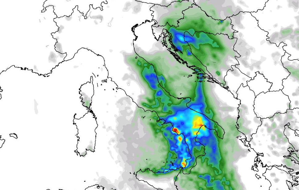 La mappa Pioggia settimana prossima marzo 2026 meteo in Calabria
