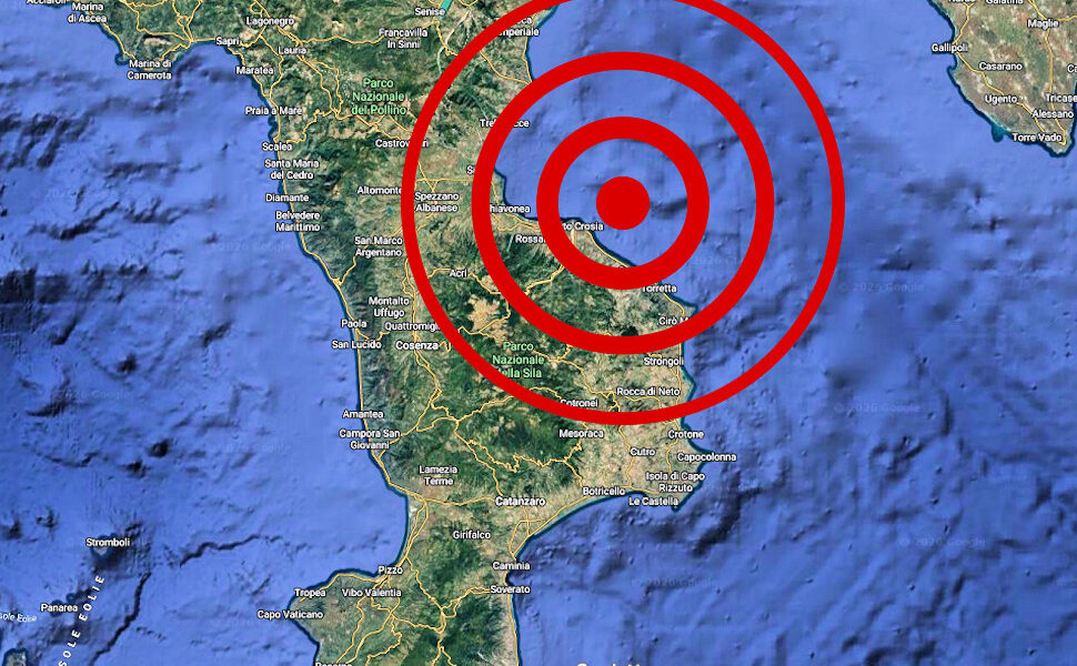 Scossa di terremoto provincia di Cosenza Ionio